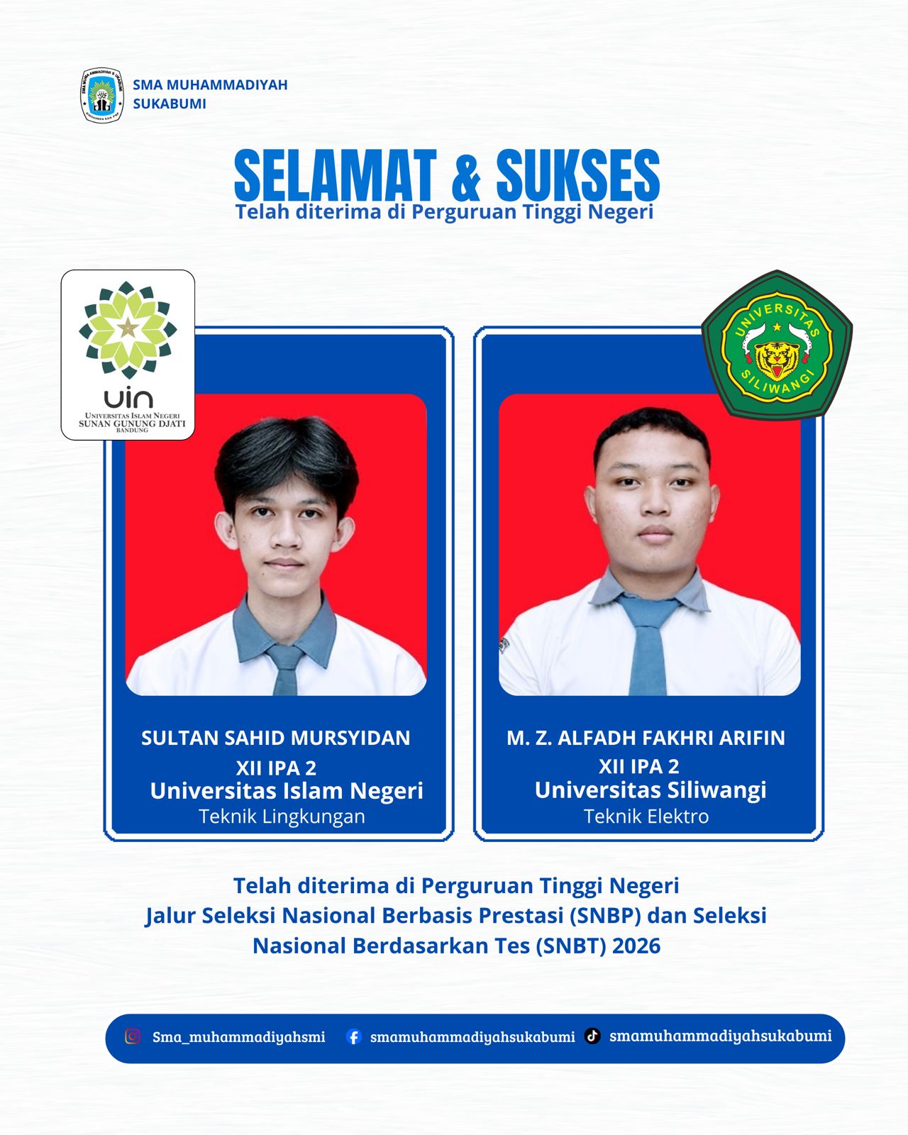 Telah Diterima di Perguruan Tinggi Negeri Jalur Seleksi Nasional Berbasis Prestasi (SNBP) dan Seleksi Nasional Berdasarkan Tes (SNBP) 2026